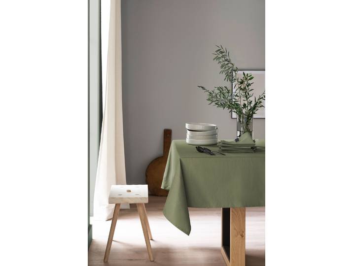Tischdecke Base , grün (khaki), B:140cm L:170cm, Baumwolle, SCHÖNER WOHNEN-KOLLEKTION, Tischdecken, Tischdecke, aus reiner, sanforisierter Baumwolle