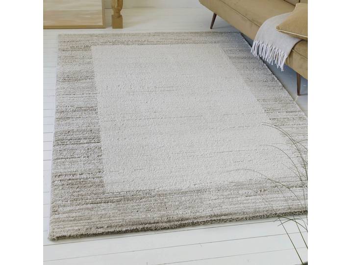 Teppich GOODPRODUCT Alaric , beige, B:80cm H:18mm L:150cm, Polypropylen, Teppiche, Teppich, Kurzflor, modernes Bordüre Design, weiche Oberfläche, Wohnzimmer