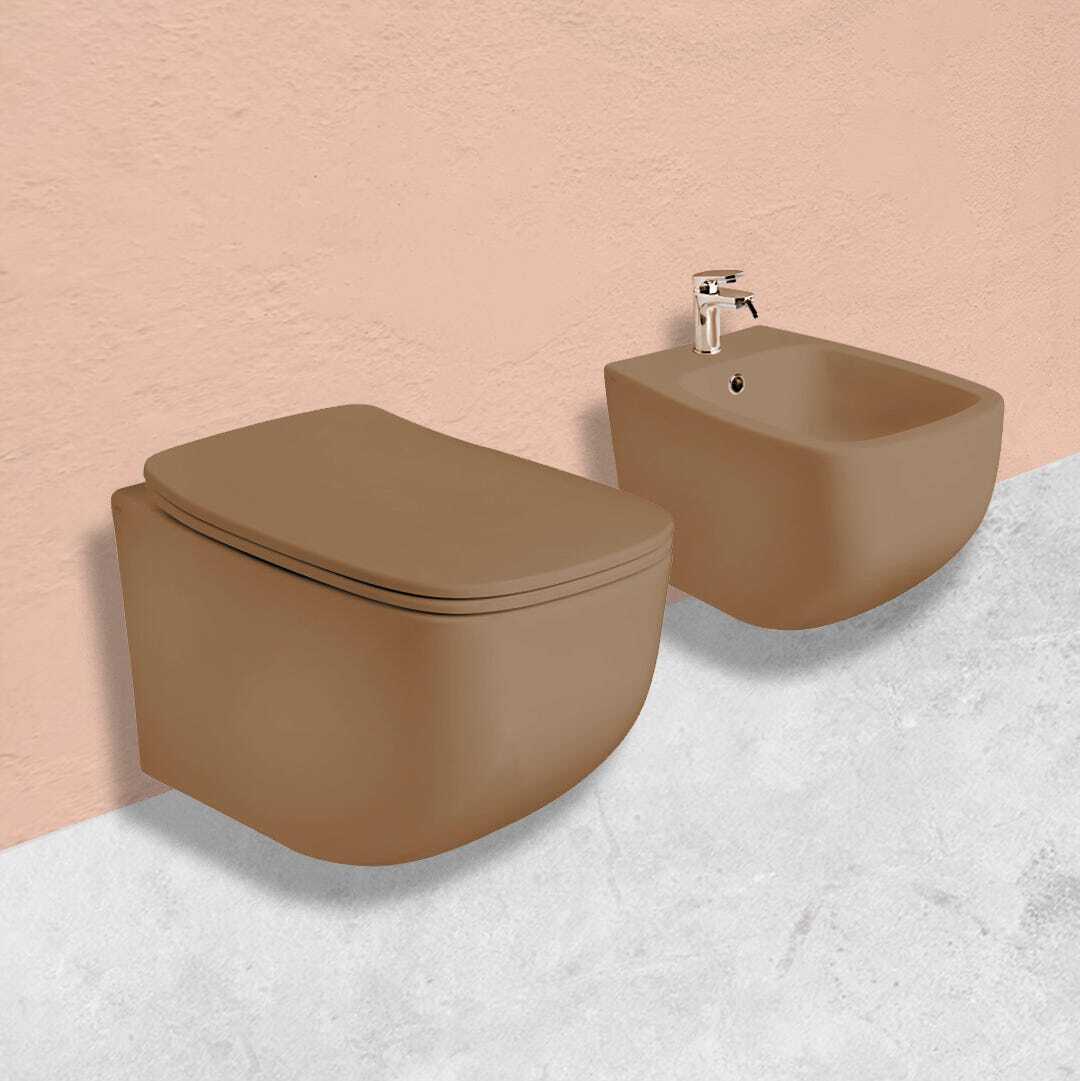 Spülrandloses Wand-WC und Bidet mit WC-Sitz mit Absenkautomatik | Mozart