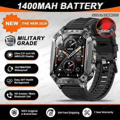 Inspired Living Rugged GPS Smartwatch With AMOLED Display & 10ATM Waterproof Military Smartwatch For Men black