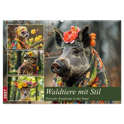 Waldtiere mit Stil. Tierische Trendsetter in der Natur (Wandkalender 2027 DIN A2 quer), CALVENDO Monatskalender