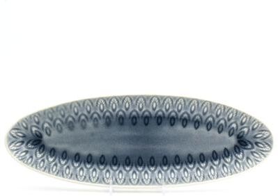 "Euro Ceramica Peacock 13"" Oval Crackle-Glazed Appetizer Platter - 13.63 in. x 4.81 in. x 1.38 in."