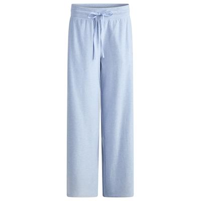 Jogginghose FABLETICS "Fabletics Hose CLOUD JERSEY WIDE LEG PANT", Damen, Gr. L, N-Gr, blau (blau oxford heather), Obermaterial: 88% Polyester PES. 12% Elasthan EL., uni, regular fit, Hosen Jogginghose, mit weitem Bein