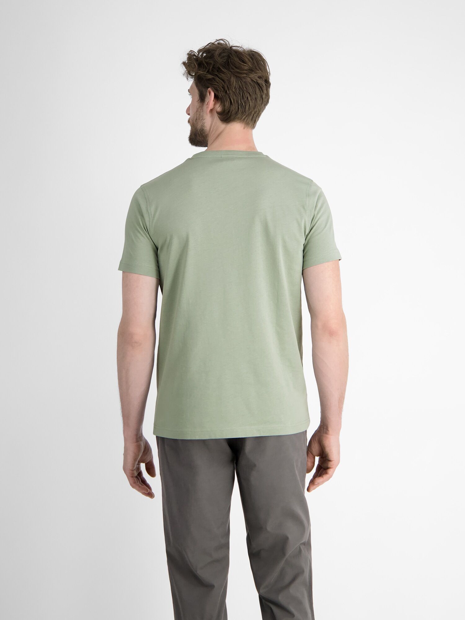 T-Shirt LERROS "Basic T-Shirt mit Logostitch, unifarben", Herren, Gr. 3XL, grau (tinted grau), 100% Baumwolle, Rundhals, Shirts T-Shirt tinted grau 3XL
