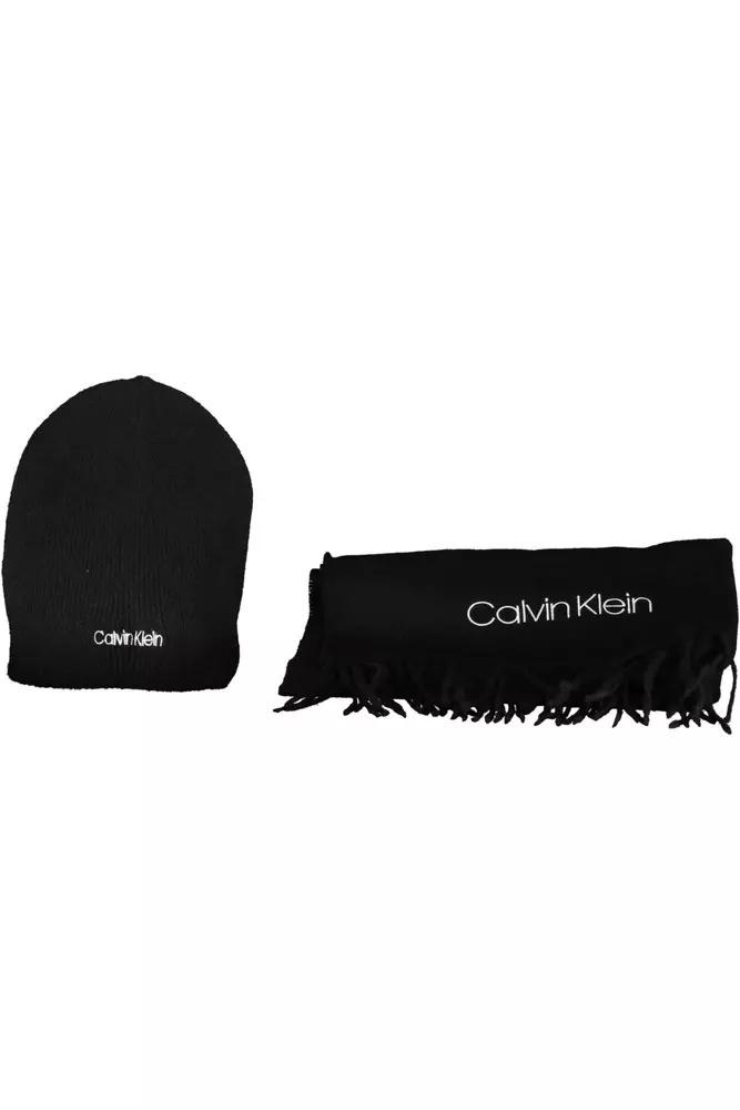 Beanie- und Schal-Set Schwarz