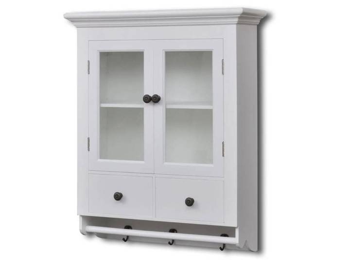 SALE 2025 Vitrine cuisine suspendue - Placard mural de cuisine avec porte en verre Bois blanc 12 95 Kg 9427