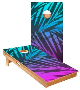 Skip's Garage Beach Gradient Blue Cornhole Boards
