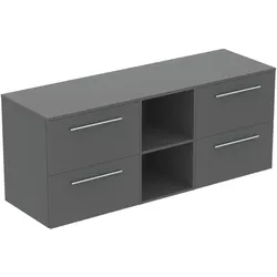 Ideal Standard i.life B Möbel-Set 160 cm Quarzgrau matt 4 Auszüge 2 offene Fächer Chromgriff