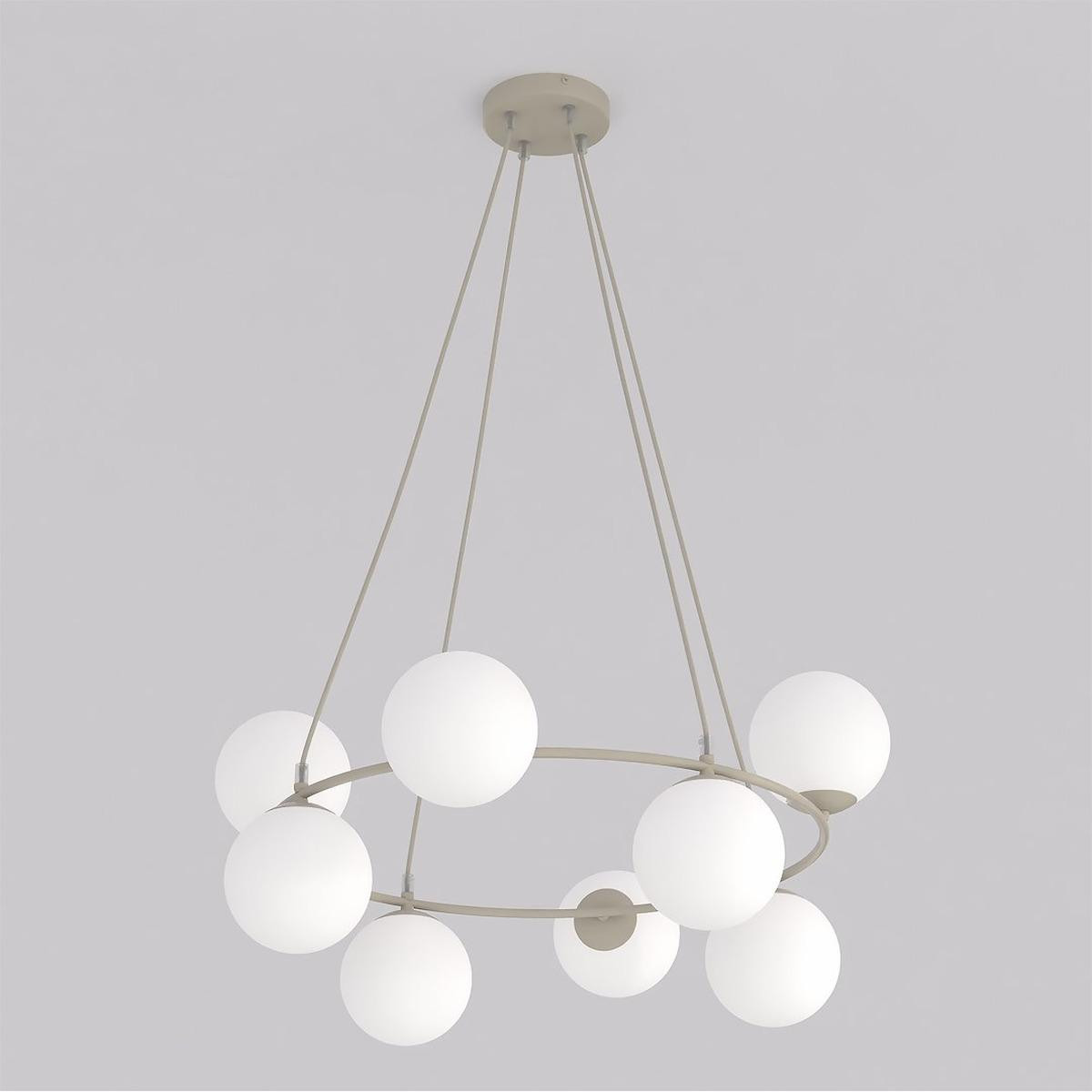 Kendra Home Hanglamp Azura, Beige Staal en Opalglas, Rond