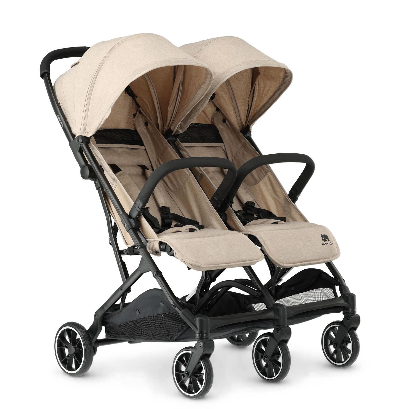 Deryan Luxe Rolo X2 Dubbele kinderwagen - Nougatkleur