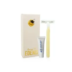 EDENIS 500 Stück. Rasier-Set: Rasierer aus Material + 10 g A2-Rasiercreme in Kartonverpackung. Ökologisch, praktisch und nachhaltig.