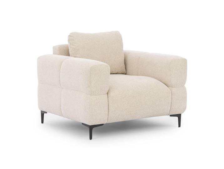 S-Style Sessel Cardea in Bubble-Optik aus weichem Hellbeige Strukturstoff mit hohem Sitzkomfort, Beige, Echtholz, Teilmassiv,Birke, Buche, Füllung: Polyetherschaumkern,Polyetherschaumkern, 102x80x97 cm, Wohnzimmer, Sessel, Polstersessel