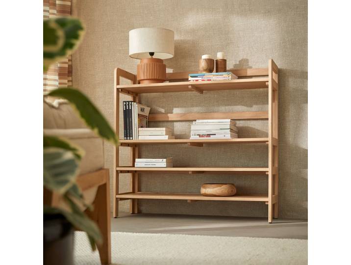 Bücherregal aus massiver Eiche Esmée - Natur - Oak