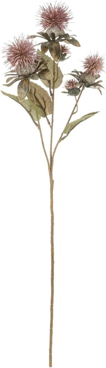 Valdisoli Kunsttak Distel Oudroze - Decoratieve Tak met Gedroogde Look - Hoogte: 55 cm