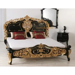 Rokoko Bett Schwarz Gold