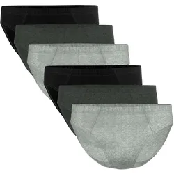 Seidensticker Herren Slips, 6er Pack - Brief 6-Pack, Single Jersey, Baumwollmischung, einfarbig Schwarz/Grau / L