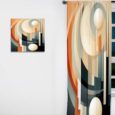 DESIGN ART "Designart ""Vanilla Vectors Abstract Shapes I"" Abstract Shapes Curtain - Blackout Abstract Curtain - 1 Panel"