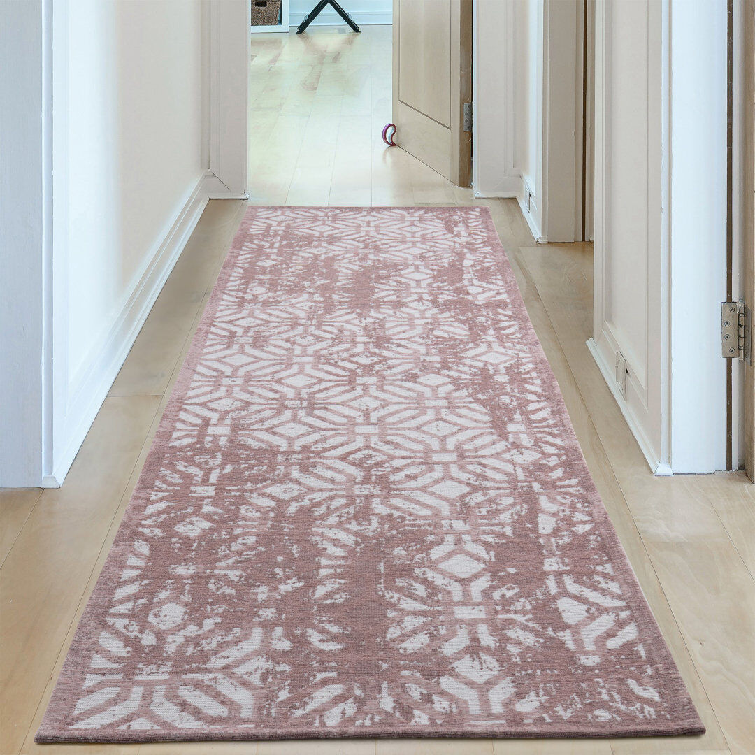 THE RUGS Carina Washable Rugs Geometric Design in Pink Pink Runner 80 x 300cm