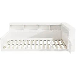 STILVORA Tagesbett aus Spanplatte/MDF, Weiß, 140x190 cm, gewerblich geeignet, mit Steckdose und USB