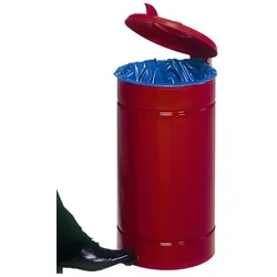 PROREGAL Großvolumiger Tretabfallsammler mit Euro-Pedal | für 60/70 Liter Säcke, HxBxT 70x45x45cm | Verzinkter Stahl | Rot | Mülleimer Abfalleimer