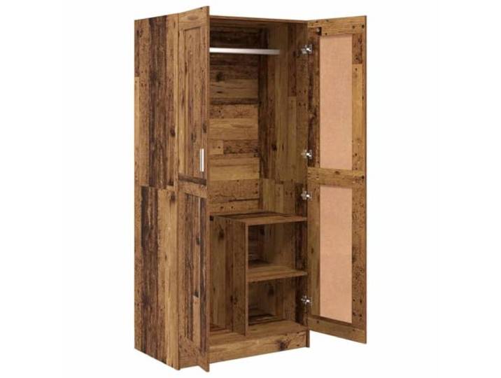 HNSMFPRE Schrank aus Holz, 82,5 x 51,5 x 180 cm Aufbewahrung von Kleidung, Schuhen, Accessoires, Regalen, Türen mit Scharnieren, Griffe aus Metall, matt, rustikaler Stil