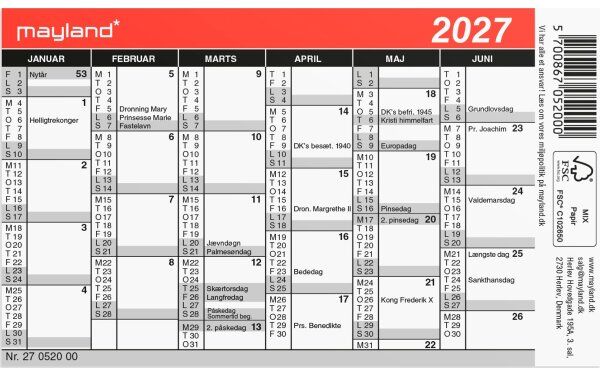 Mayland 2027 Minikalender