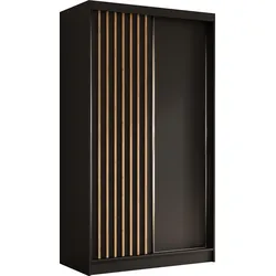SCHWEBETÜRENSCHRANK Cabinio Schwarz Eiche Artisan 120/216/61 cm – Modern, mit Lamellen
