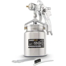 Powerplus, Druckluftaufsatz, POWAIR0110 Pneumatisch verfpistool - Verfspuit - Max. druk: 3bar - 1000ml onderbeker - Spuitbreedte