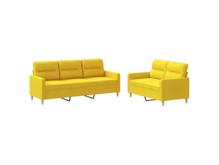 Todiikf 2-TLG Sofagarnitur mit Kissen 2-Sitzer und 3-Sitzer Sofa Hellgelb Bequeme Couch-Garnitur aus Stoff für Wohnzimmer und Büro, inklusive 5 dicker Sitzpolster für angenehmen Sitzkomfort.