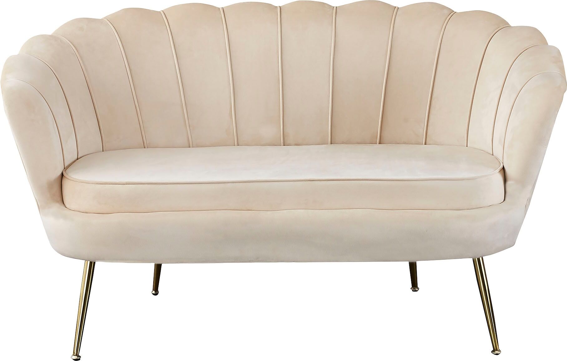 2-Sitzer SALESFEVER "Clam Komfort-Duo-Sitz", beige, B:136cm H:78cm T:76cm, Samtvelours (100% Polyester), Sofas, 2-Sitzer, Muscheldesign-Breite 136 cm: Pure Extravaganz beige B/H/T: 136cm x 78cm x 76cm, Samtvelours