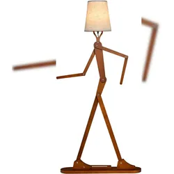 COSTWAY Gelenkige Poseable Kunstfigur Holz Stehleuchte, Lustige Stehleuchte