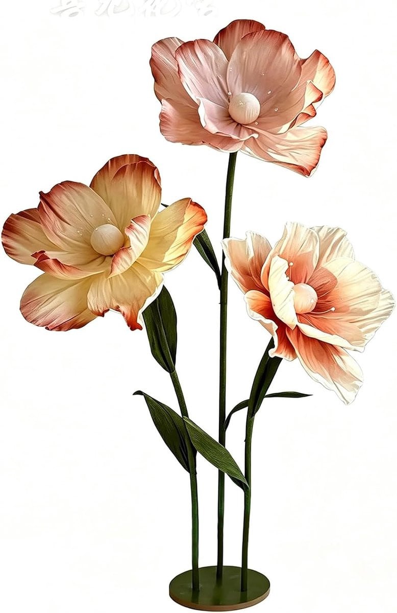 Set van 3 rode papieren kunstbloemen in gigantisch formaat voor feestelijke decoratie