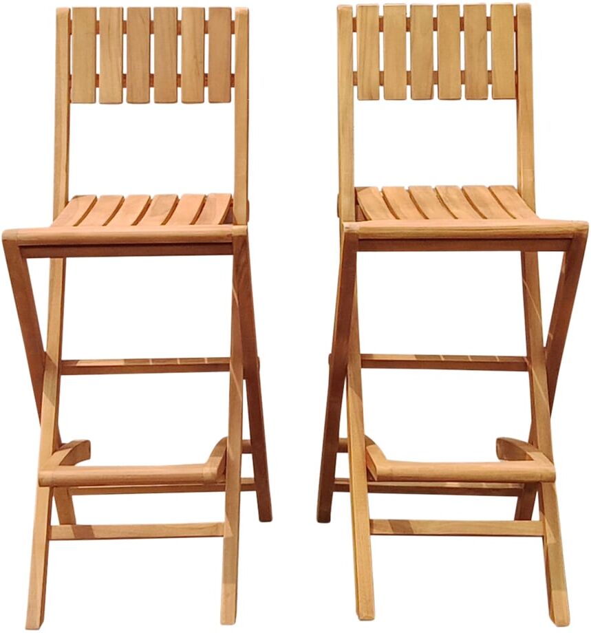 Axi Lot de deux tabourets de bar pliables en bois de teak Marron 58x115x46cm