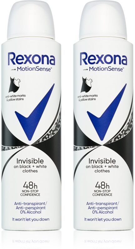 Rexona Invisible Black and White spray anti-transpirant anti-traces blanches et jaunes