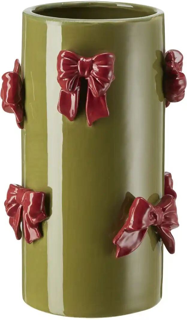 HOME STORY Vase mit 3D Schleifen   ¦ grün ¦ Dolomite ¦ Maße (cm): H: 26  Ø: 16.8