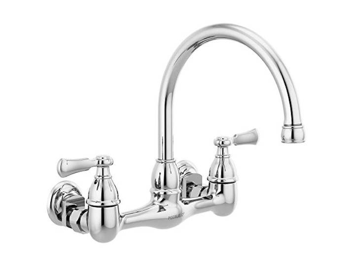 Peerless P2765LF Elmhurst Zweigriff-Küchenarmatur, Wandmontage, Chrom
