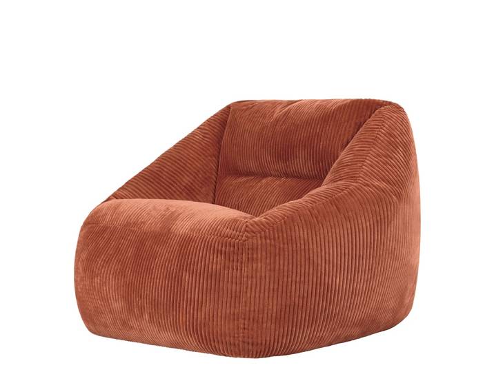Pouf poire fauteuil velours côtelé orange terracotta