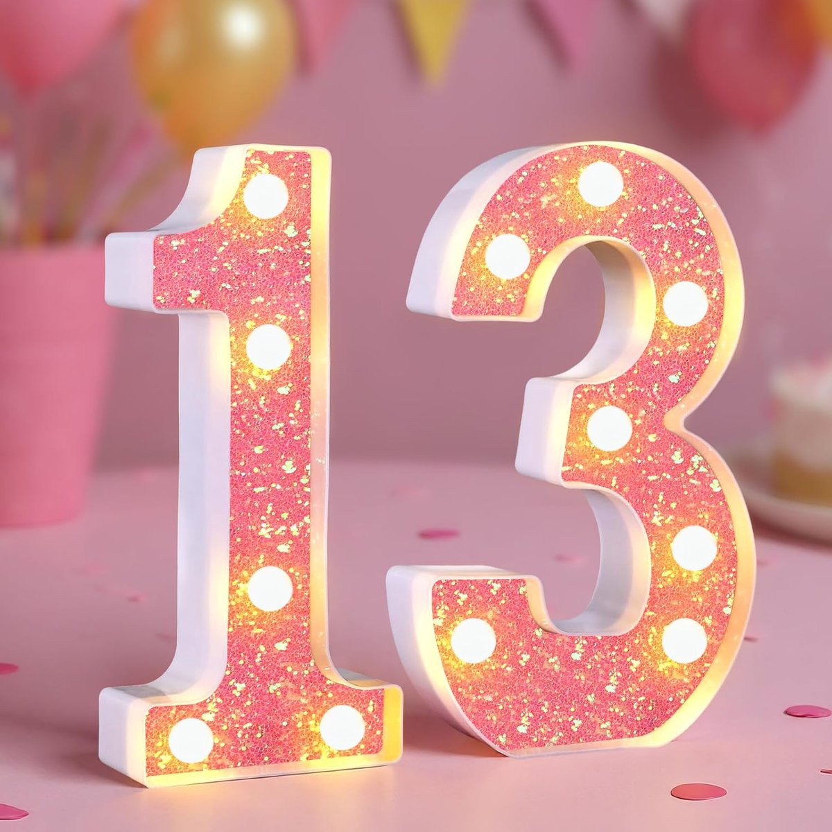 LED Verjaardag Decoratie Cijfer 13 - Roze Lichtcijfer voor Meisjes - Verjaardagsfeest Decoratie