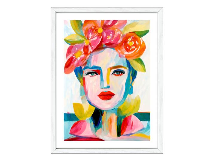 Tableau Flower Girl Illustration VI Verre : verre float Cadre : panneau de fibres de bois à densité moyenne MDF , pelliculé Multicolore 33 x 43
