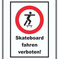 HB-Druck Skateboard fahren verboten Schild A5 Rückseite selbstklebend