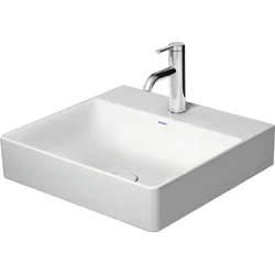 Duravit DuraSquare Waschtisch, 50x47cm, ohne Hahnloch, ohne Überlauf, Unterseite glasiert (für verbesserte Hygiene), 23535000701, Farbe: Weiß mit Wondergliss