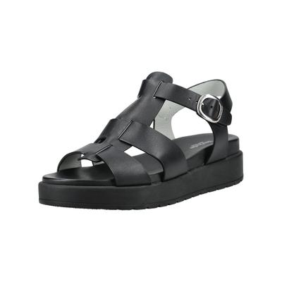 Keilsandalette NERO GIARDINI "Nero Giardini Sandalen Leder", Damen, Gr. 38, schwarz, Leder, Schuhe