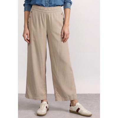 Stoffhose STREET ONE, Damen, Gr. 42, Länge 26, beige (sepia sand), Stoff, 100% Viskose, unifarben, loose fit knöchelfrei, Hosen Stoffhose, mit Wide Legs
