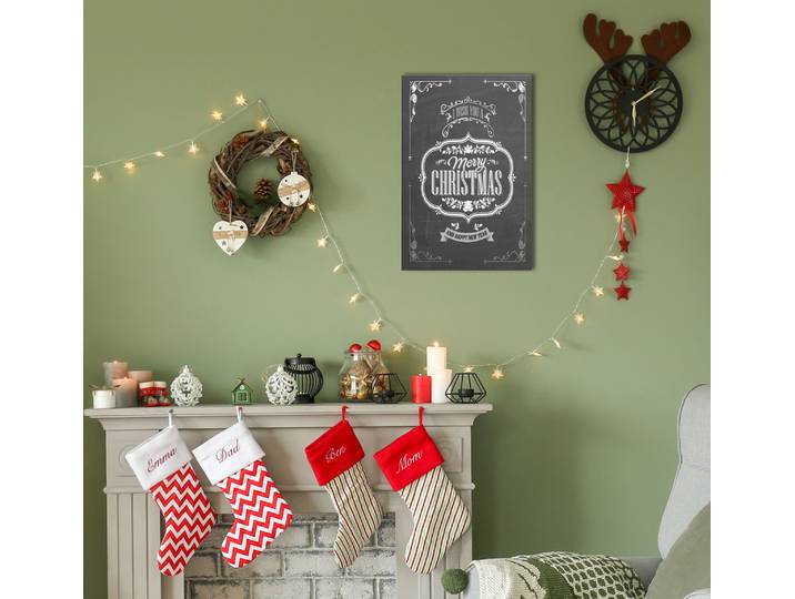 Metallbild QUEENCE Wish you a Merry Christmas , weiss (farbe bild(er): weiß), B:20cm H:30cm, Metall, Stahl, Bilder, Metallbild, Stahlschilder