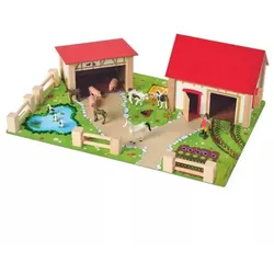 Eichhorn: Großer Bauernhof-Spielset aus Holz, 20-teilig