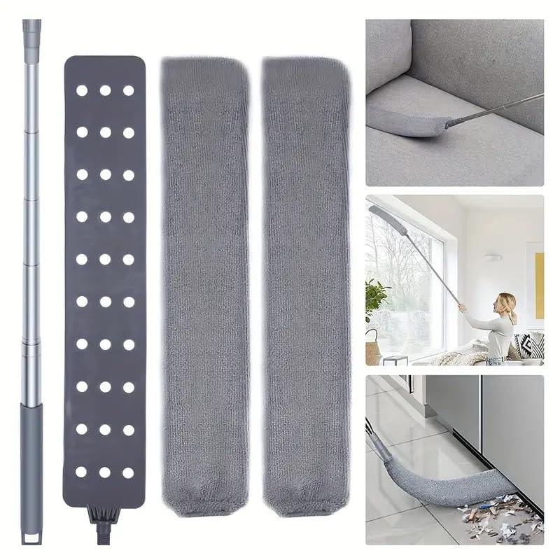 Dripio Stofborstel met uitschuifbare steel en 2 wasbare microvezeldoeken, 152 cm