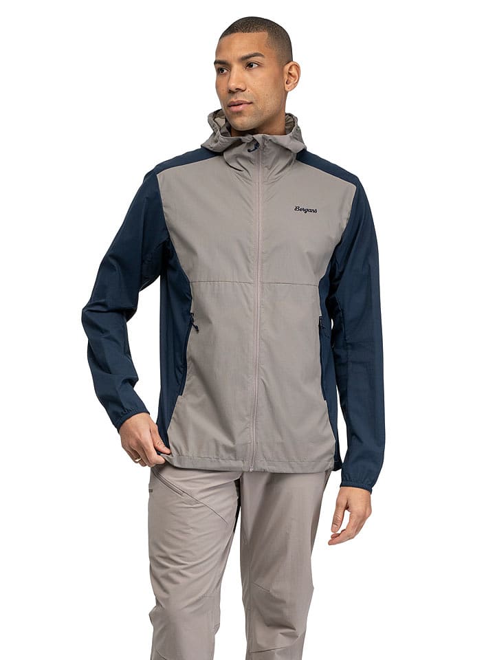 Bergans Windbreaker "Rabot" in Taupe/ Dunkelblau - XL