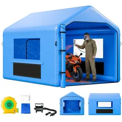 VEVOR aufblasbare Lackierkabine Spritzkabine 4 x 3 x 2,8 m, Lackierkabinenzelt mit 750 W Gebläse & Luftfiltersystem, Dreieckdach, PVC, Spritzlackierung für Metallteile von Kraftfahrzeugen