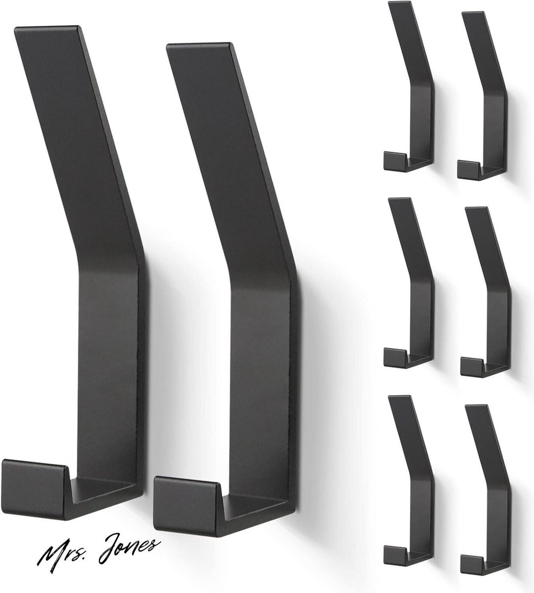 PDGROW® Mrs. Jones Jashaken 8 Stuks Modern Wandkapstok - Zwart