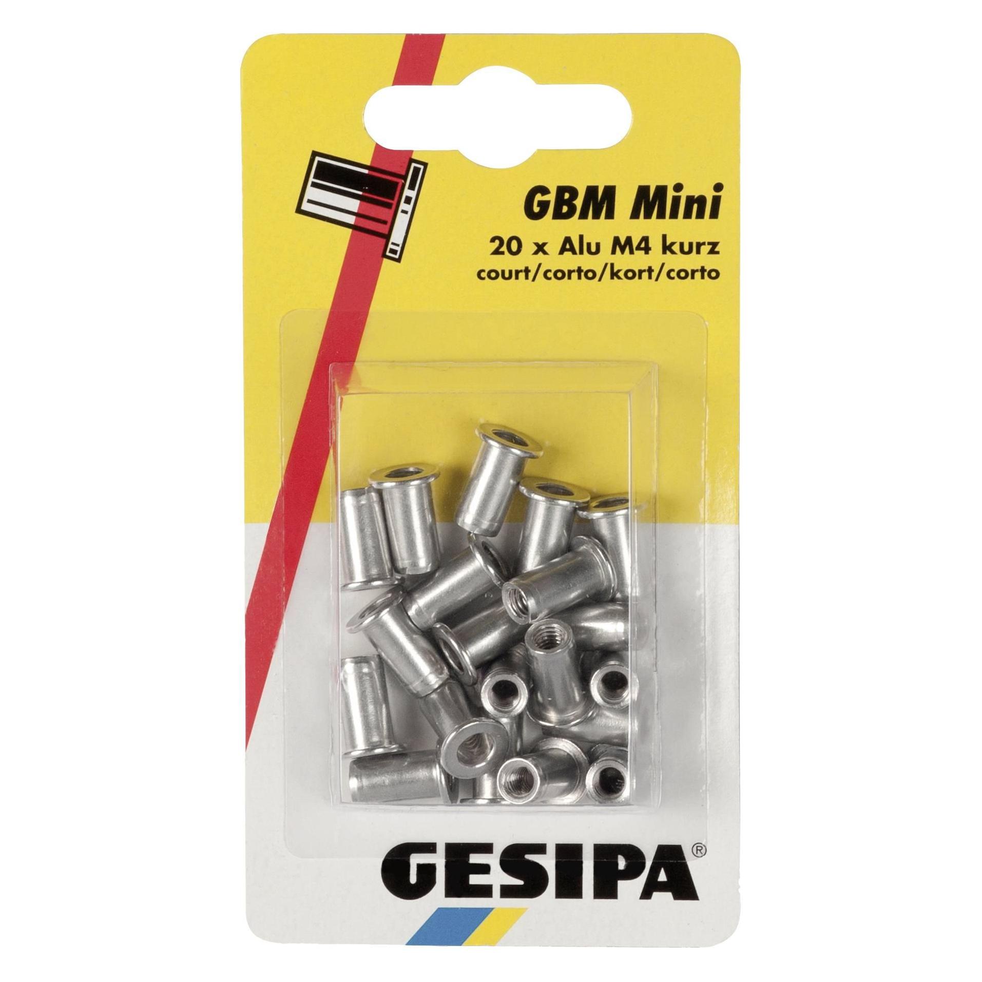 Gesipa Blindnietmutter Alu M 4 kurz Mini-Pack mit 20 Stück (53199010)